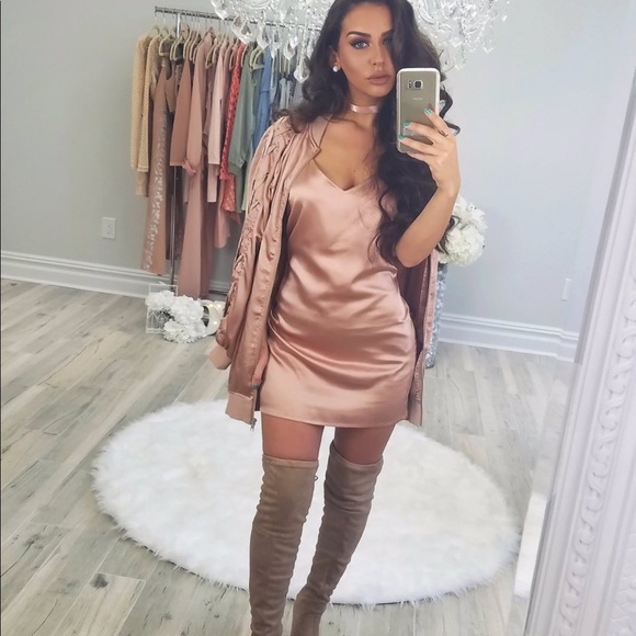 missguided pink satin dress